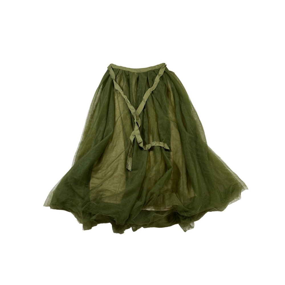 J.Crew Tulle Midi Skirt 4 Olive Green Pleated Whimsigoth Fairycore Ethereal
